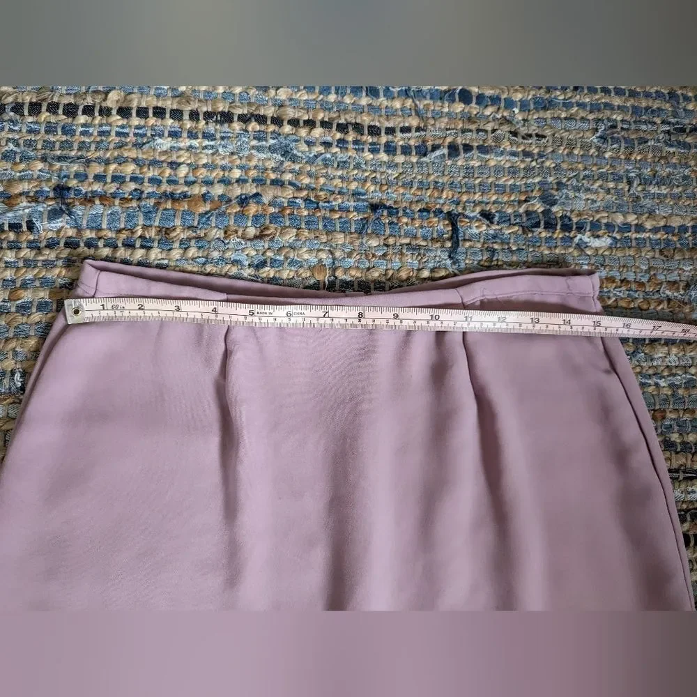 Vtg Dusty Pink Midi Skirt Organza Trim 8P Soft Girl Romantic Fairy Feminine